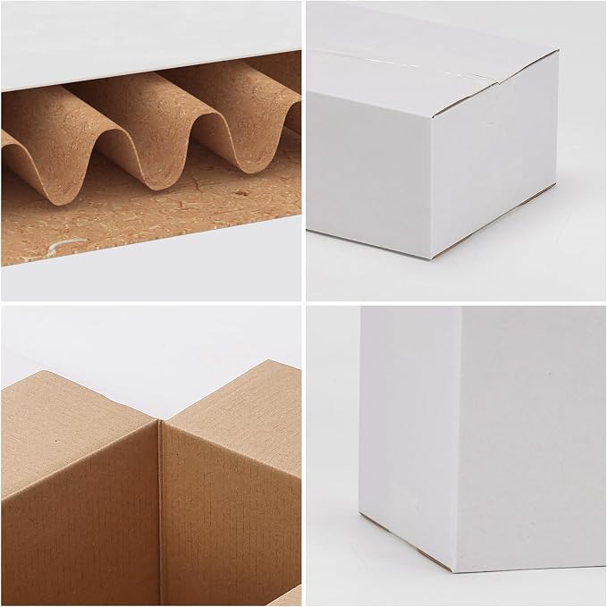12x4x3 White Shipping Boxes Set of 40, White Kraft Corrugated Cardboard Small Boxes Mailers for Business Packaging Box, Present Box