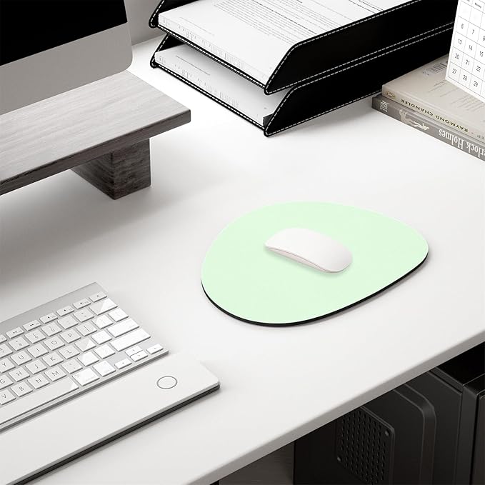 Hsurbtra Mouse Pad, Premium-Textured Small Oval Mousepad 8.7 x 7.1 Inch Green, Thick 3 mm Anti-Slip Waterproof Rubber Pretty Cute Computer Mat for Office Home Gaming Laptop Men Women Kids