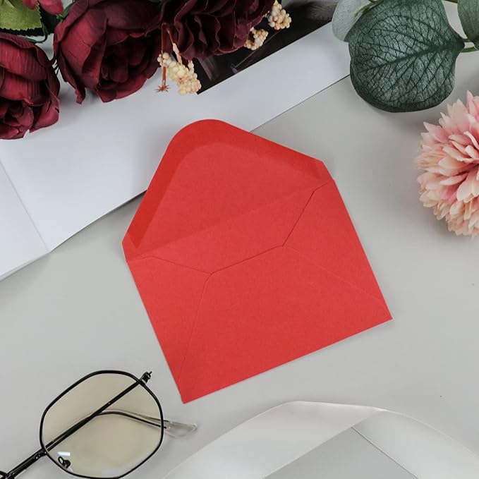 150 Packs of Gift Card Envelopes, Black Mini Envelopes, Gift Card Holder, Business Card Envelopes (4"x2.75") (Red)