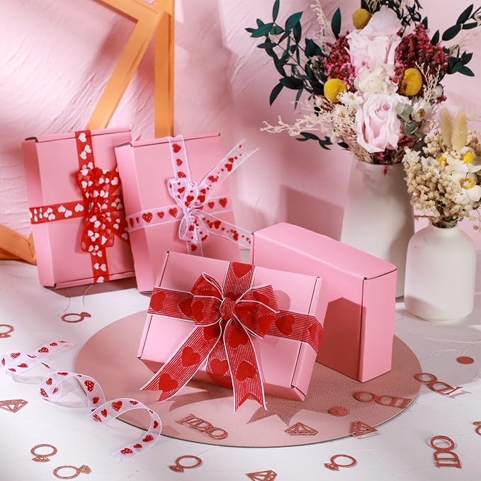 Spakon 50 Packs Shipping Boxes Cardboard Corrugated Mailer Packaging Boxes for Small Business Cute Small Box Cardboard Carton Box Mailers for Packaging Product(Pink,9 x 6 x 2.36 Inches)