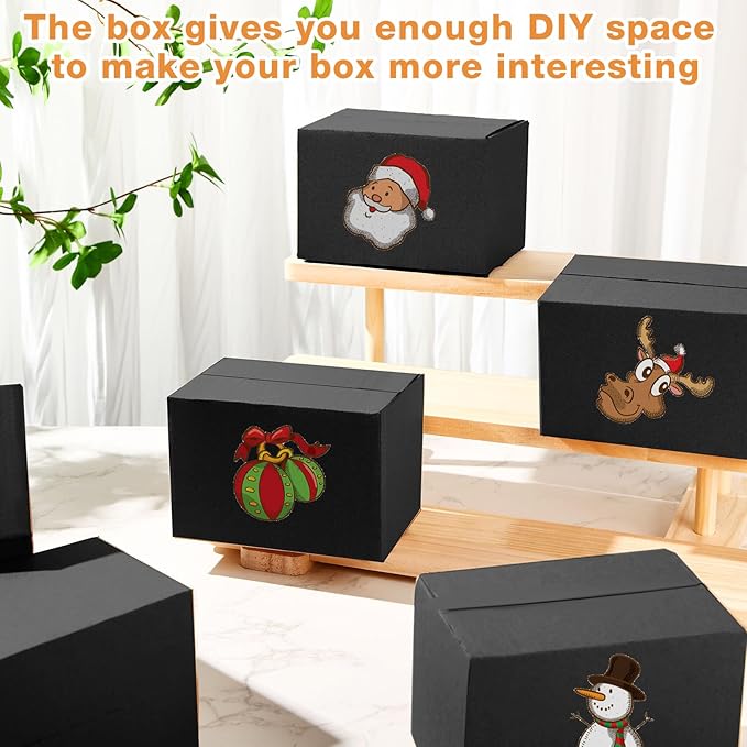 Yeaqee 72 Pcs Shipping Boxes Corrugated Cardboard Small Shipping Boxes for Packaging Mailing Packing Moving Small Business Storage Crafts Gifts(6x4x4 Inch,Black)