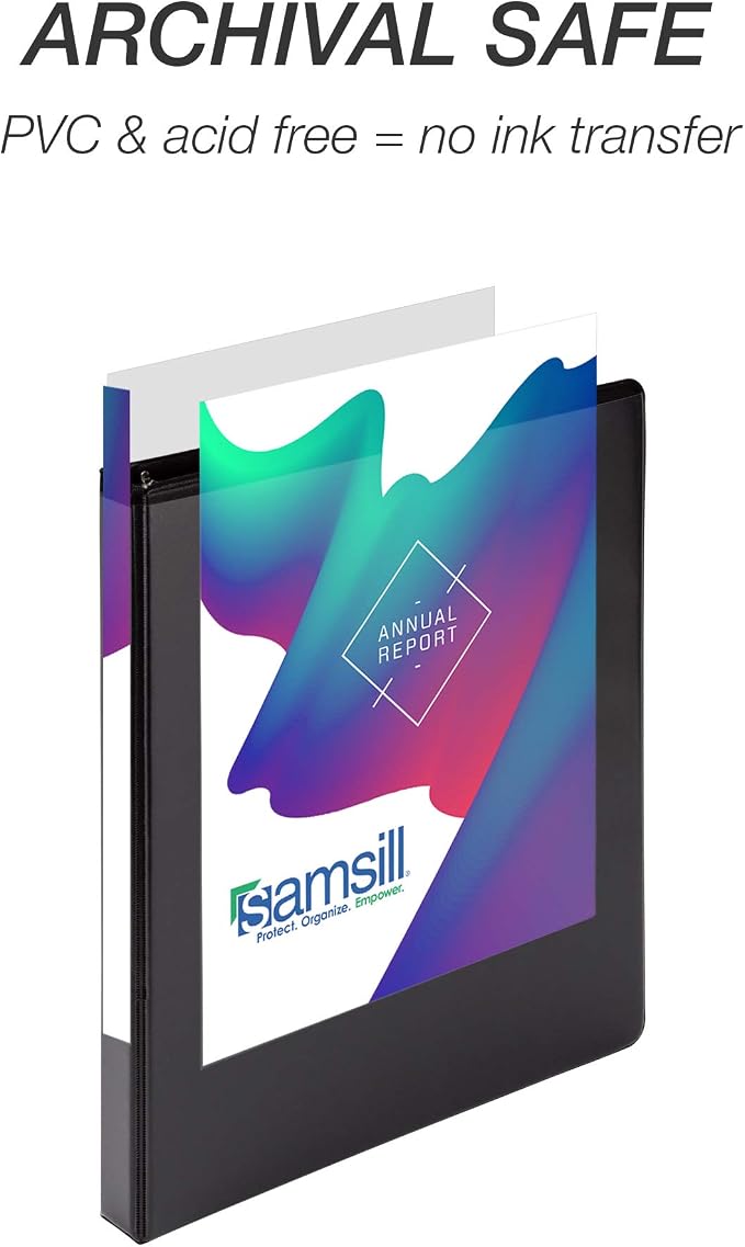 Samsill Durable 0.5 Inch Binder, Customizable Clear View Cover, Black, 24 Pack, Each Holds 125 Pages, Pallet of 768 Binders in 32 Cartons
