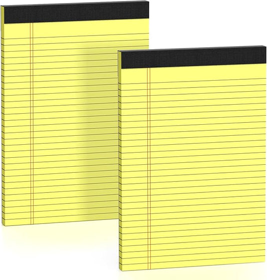 Yellow Legal Pads 8.5 x 11 Note Pads Wide Ruled 2 Pack, Notepad 8.5 x 11 Inch Canary Yellow Paper 21lb Micro Perforated Writing Pads, 30 Sheets per Legal Note Pad Ideal for Office, Home, School