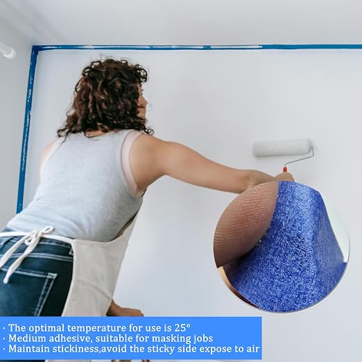 Premium Blue Tapes, Painters Tape, Masking Tape (1081.8yd =0.94IN*60.1yd*18 Rolls), Medium Adhesion, Edge-Lock, Multi-Surface Painter's Paper Tape for Walls Painting Supplies, Packing Labeling