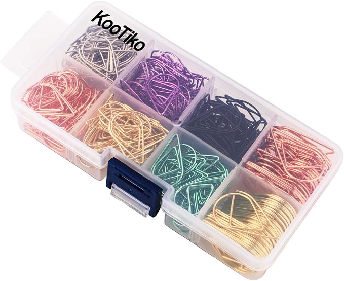 Multicolor Cute Paper Clips Assorted Sizes 300 Pack | Stainless Steel, Drop-Shaped, Large & Small, Colorful and Heavy Duty, Bookmark