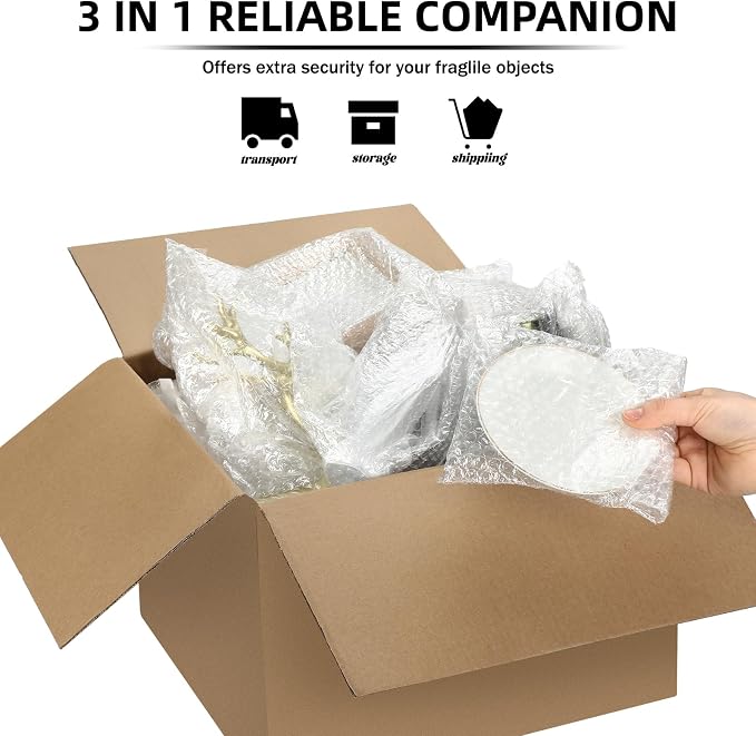 Frienda 300 Pcs Self Adhesive Bubble Bags Packing Pouches, Mixed Sizes | Double Wall Clear Protective Wrap, Shockproof for Small Business Shipping Packaging, Cushioned Fragile Items Protection