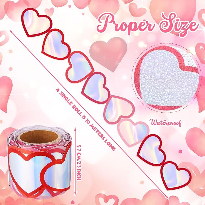 32.8 Ft Heart Bulletin Board Borders Iridescent Pastel Trim | Ideal for Classroom Office Decor, Valentine Mother's Day Parties, Spanish Themed Displays, Wedding Fiesta Events