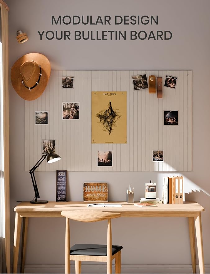 Fluxynara 36" x 24" Large Felt Bulletin Board, Milky White | 6 Pack Cork Board Alternative with 30 Safe Adhesive Tabs, Pin Boards for Wall Decor, Home, Office, Classroom,Dorm