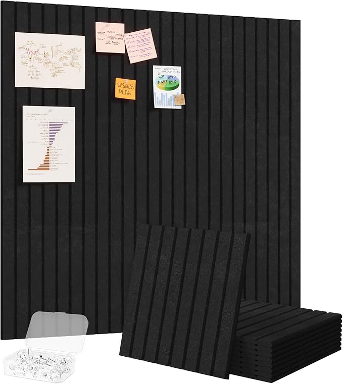 Lifewit Large Felt Bulletin Board, 9 Pack Cork Board Alternative for Walls, 36"x 24" Total Size with Self-Adhesive, Message Board Pin Board with 40 Pushpins for Office Decor, Home, Classroom, Black