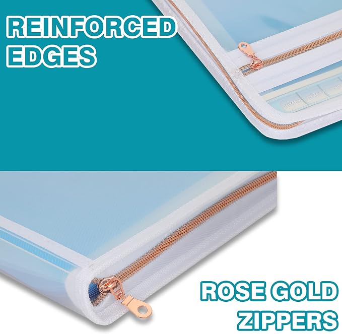 H4D 13 Pocket Expanding File Folder Organizer, Blue, 8.5-x-11-inch | Zippered, Front Clear Pouch, Letter Size Paper, A4 Paper, Fit for Documents