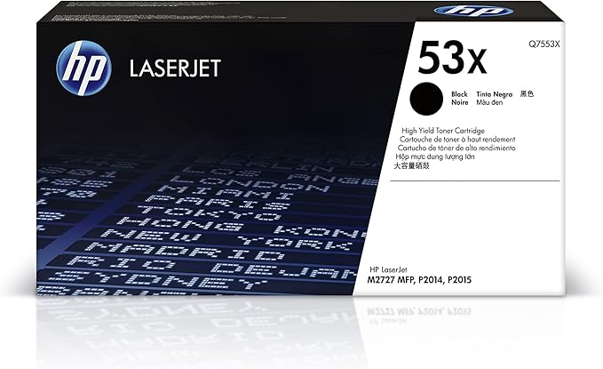 HP 53X Black High-Yield Toner Cartridge | Works Laserjet P2014, P2015 Series Laserjet M2727 MFP Series | Q7553X