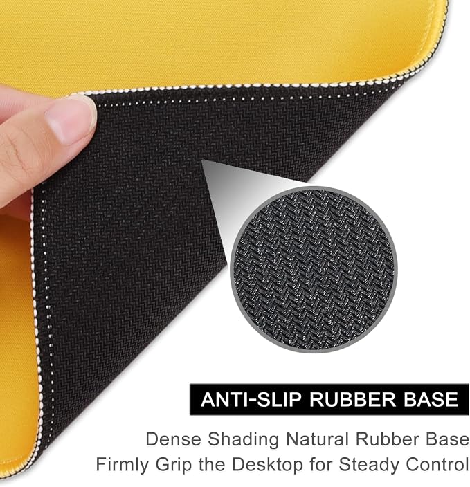 Hsurbtra Mouse Pad, Premium-Textured Square Mousepad 10.2 x 8.3 Inch, Stitched Edge Anti-Slip Waterproof Rubber Pretty Cute Computer Mat for Office Gaming Laptop Women Kids Apricot Yellow