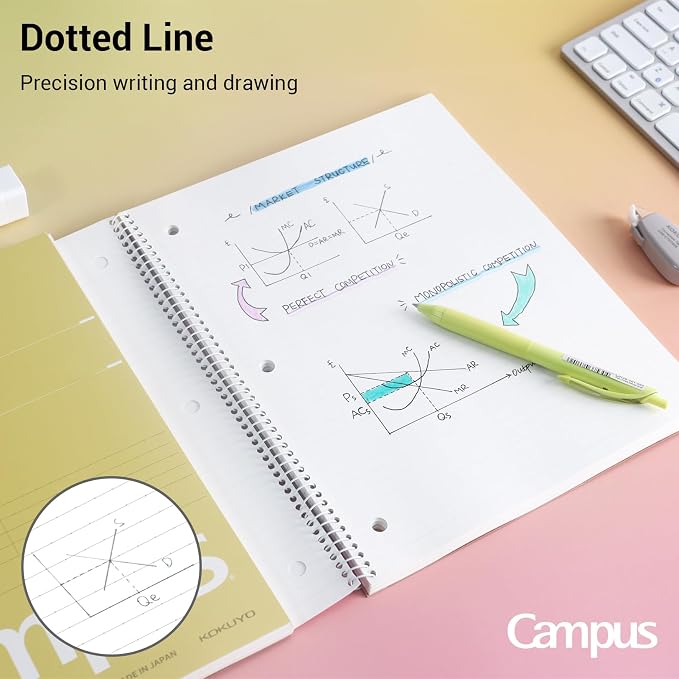 KOKUYO Spiral Notebooks, 3 Pack 10-1/2" x 8" Lined Notebook College Ruled | Campus Subject Notebooks, 80 Sheets, 3 Holes School Japanese Ring Journal for Work Study Note Taking, Yellow Orange Purple