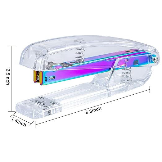 Dream Color Acrylic Stapler Set,Desk Stapler,Office and Home Stapler,Students Stapler,Tape Dispenser,Stapler Remover,Free 1000pcs 26/6 Staples——Multicolor