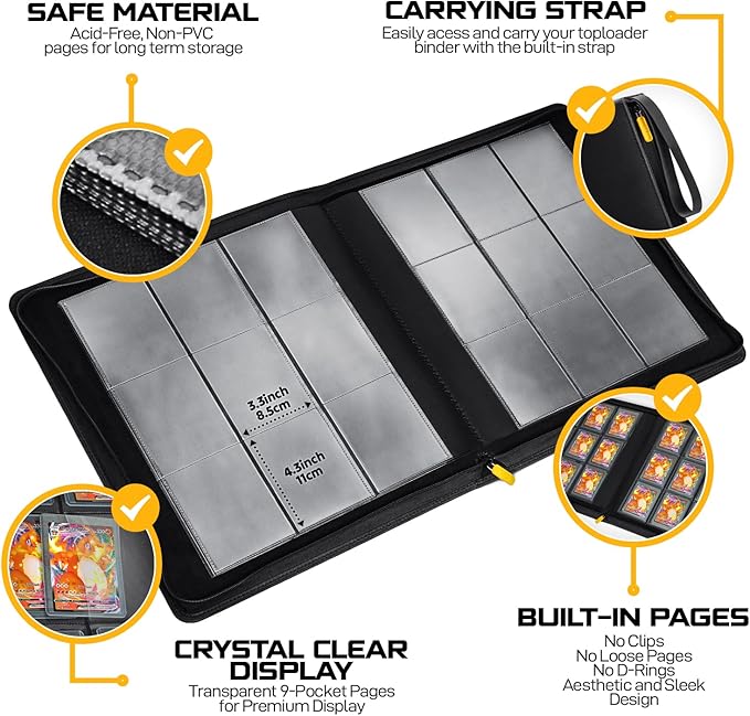 X PRO Toploader Binder | Holds 252 Toploaders | 20 Toploaders INCLUDED | 9-Pocket | Ringless Double-Sided Pockets for TCG, Sports | Premium Top Loader Storage
