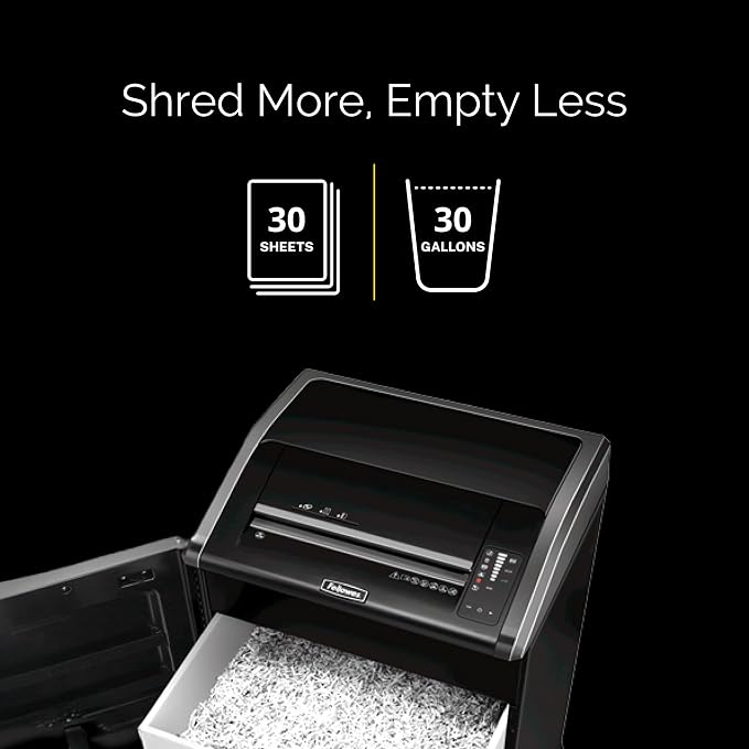 Fellowes Powershred 425Ci 100% Jam Proof Commercial Grade Manual 30-Sheet Cross-Cut Paper Shredder, TAA Compliant (38425), Black