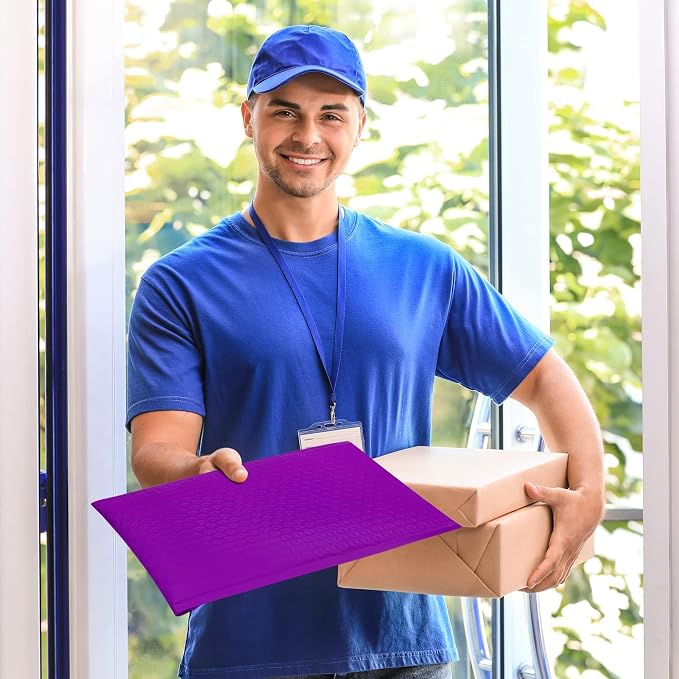 Fuxury 250Pack Bubble Mailers 8.5x12" Medium Opaque Bubble Envelopes | Strong Adhesion Bubble Mailer Thick Padded Envelopes Mailers for Small Business Mailing Books Clothes Makeup Supplies Purple
