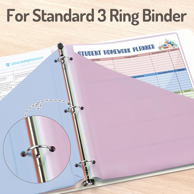 Forvencer 16 Counts Dividers with 2 Pockets, Binder Dividers with Tabs | 8 Tabs Binder Dividers for 3 Ring Binder, School Office Organization, Multicolor, Letter Size, 2 Sets