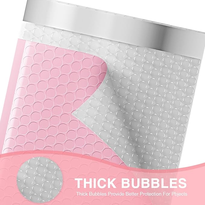 METRONIC Bubble Mailers 6x10 Inch 100 Pack Light Pink Bubble Mailer Usable Size 6x9" Waterproof Padded Envelopes Self-Seal Cushion Mailing Envelopes Bubble Padded for Shipping Makeup Jewelry