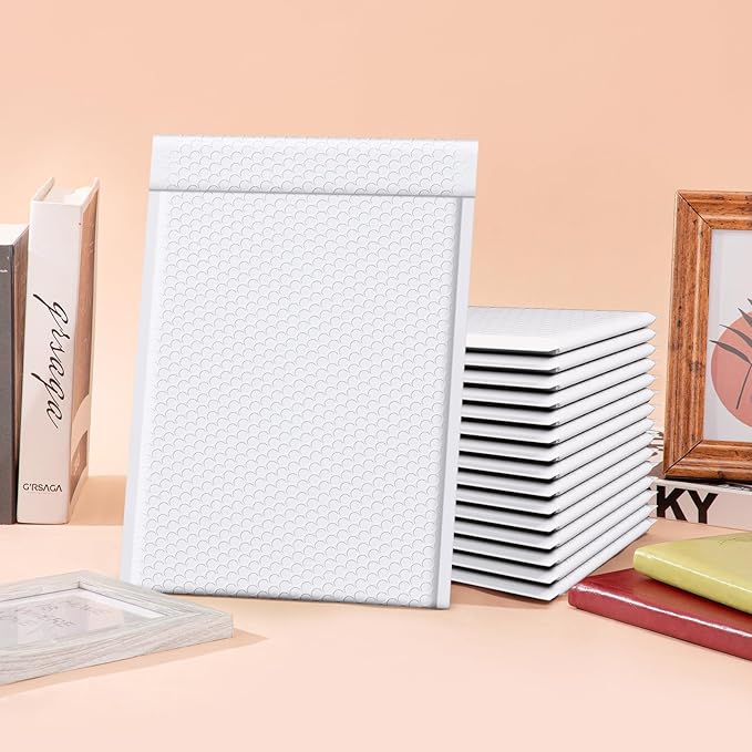 Fuxury 500 Pack White Bubble Mailers 10.5x16 Inch, Self Seal Padded Envelopes Waterproof Mailing Cushioning Padded Mailers, Bubble Bags for Packaging, Small Business Large #5