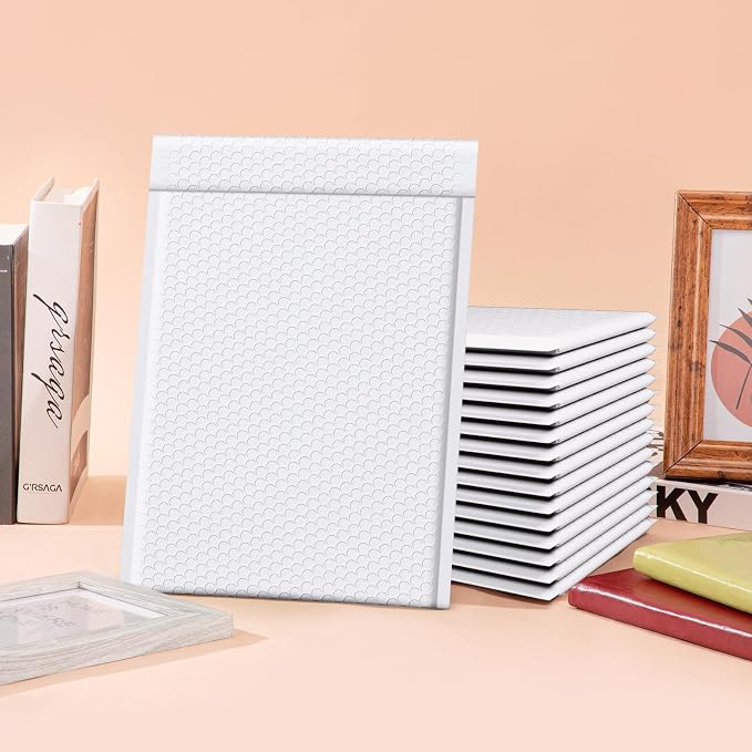 Fuxury 500 Pack White Bubble Mailers 10.5x16 Self Seal Padded Envelopes | Waterproof Mailing Cushioning Padded Mailers, Bubble Bags for Packaging, Small Business Large #5