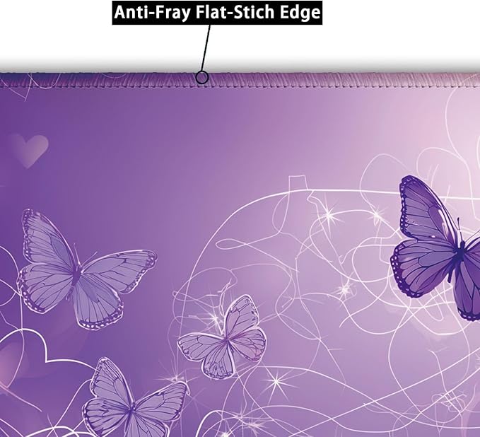 Purple Butterflies and Flower Pattern, Aesthetic Mouse Pad Small Cool Gaming Computer Mouse Pad, 26x21cm