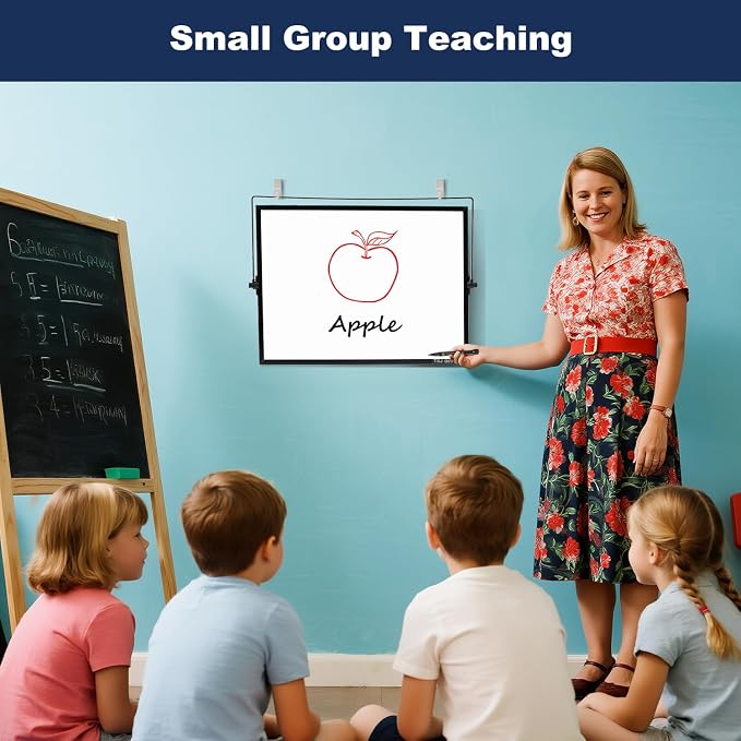 Small White Board - 12 X 16 Inches Black Framed Dry Erase Board | Magnetic Desktop Whiteboard Stand 360 Degrees Revolving Double Sided for Office, Home, School, with Hooks for Wall