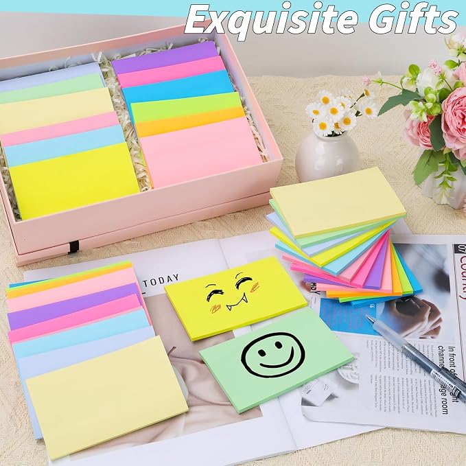 36 Pads Sticky Notes 3x5 Inch Bulk 12 Colors Memo Note Pads | 45 Sheets Per Pad, Self Stick Notes, Adhesive Paper, Office, School, Home, Meetings, To Do Lists, Notebook Notes
