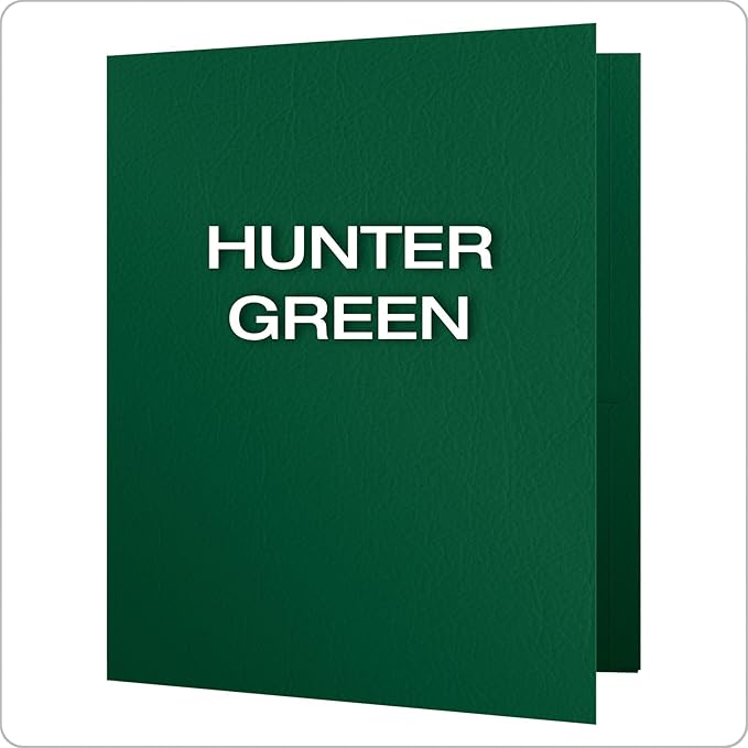 Oxford Twin-Pocket Folders, Textured Paper, Letter Size, Hunter Green, Holds 100 Sheets, Box of 25 (57556EE) (Pack of 5)