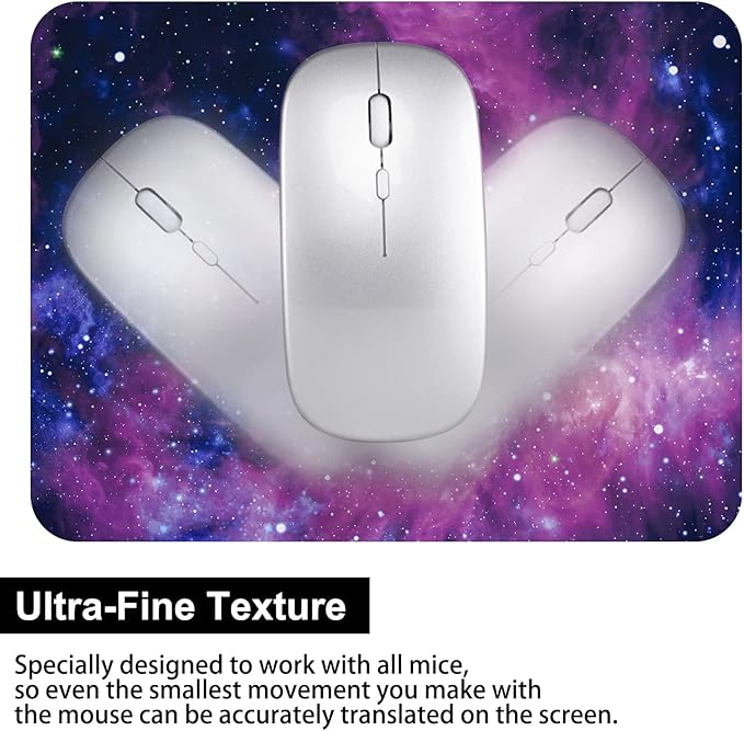 Small Mouse Pad 6 x 8 Inch, Audimi Mini Mouse Pad Thick for Laptop Wireless Mouse Home Office Travel, Portable & Washable (Purple Galaxy)