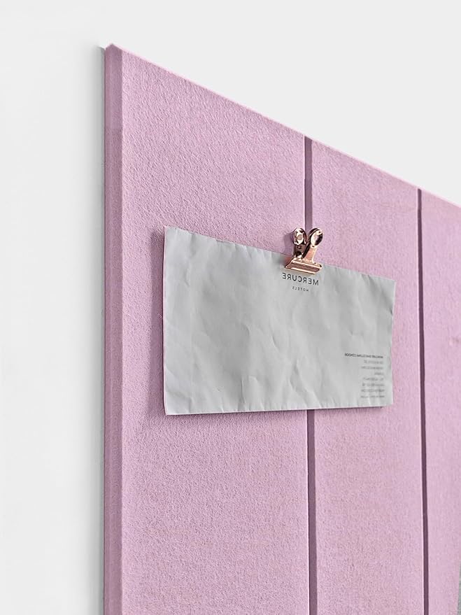 Shiplap Felt Wall Tiles (8-Pack) - Large 24x6 Acoustic Pinboard & Sound Dampening Memo Board, Decorative Bulletin Board with Included Adhesive Mounting Tabs -Sakura