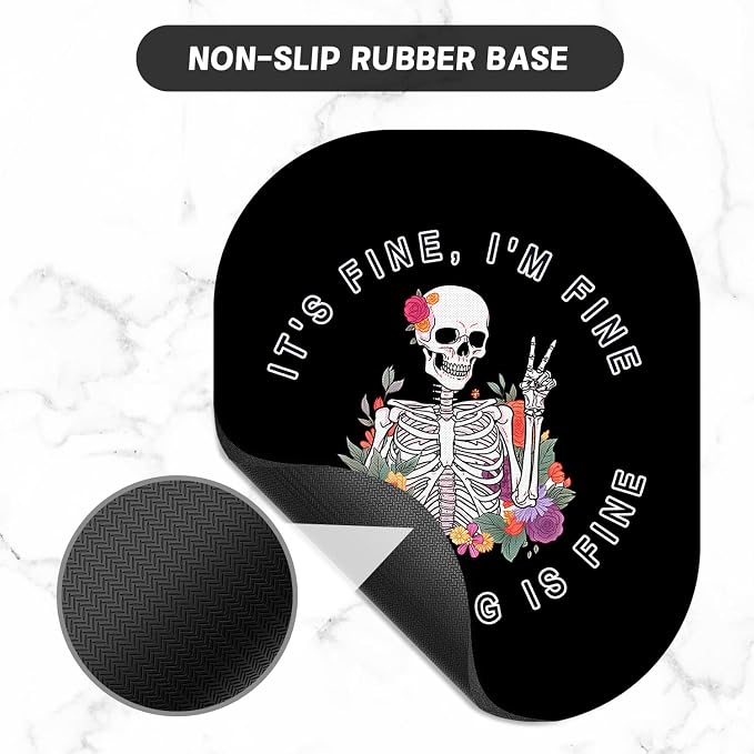 Small Mouse Pad, 6 x 7 Inch, Oval Mini Mouse Pad with Non-Slip Rubber Base for Laptop Wireless Mouse Keyboard Tray Mousepad, Funny Skeleton Man