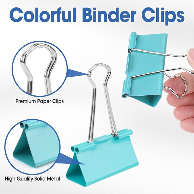 300 PCS Binder Clips Assorted Sizes, 6 Size Paper Clips Colored, Including Extra Large Medium Small Mini and Micro for Office School Family to Organize Documents