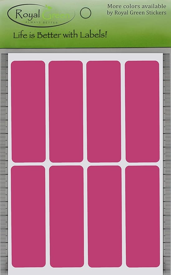 Royal Green Writable Rectangular Labels, 1 x 3 inch, Pink Colored Stickers for Labeling - 120 Pack