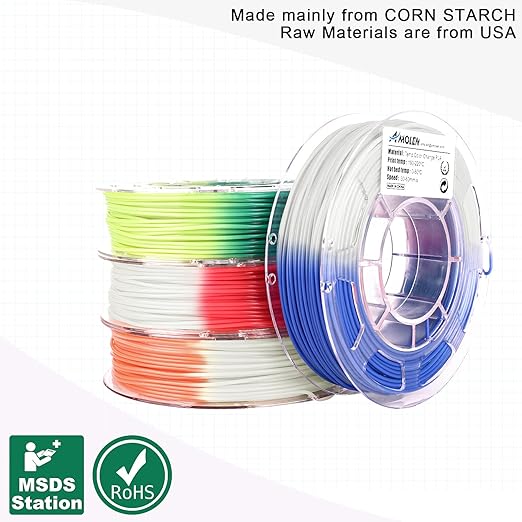 AMOLEN 3D Printer Filament Bundle, Temp Change PLA Filament 1.75mm Bundle,Color Change with Temperature Filament Sets, 3D Printing Filament +/- 0.02mm, Green/Blue/Red/Orange, 200g X 4