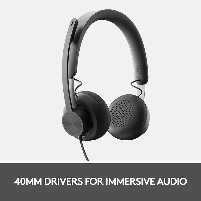 Logitech Zone Wired Noise Cancelling Headset, Certified for Microsoft Teams with Advanced Noise-canceling mic Technology for Open Office environments, USB-C with USB-A Adapter, Graphite