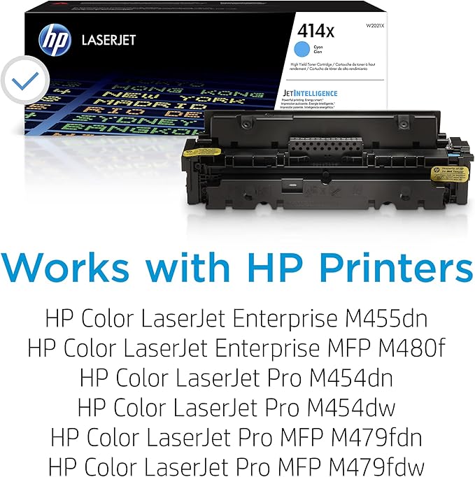HP 414X Cyan High-Yield Toner Cartridge | Works with Color LaserJet Enterprise M455dn,MFP M480f,Pro M454,MFP M479 Series | W2021X,(Pack of 2)