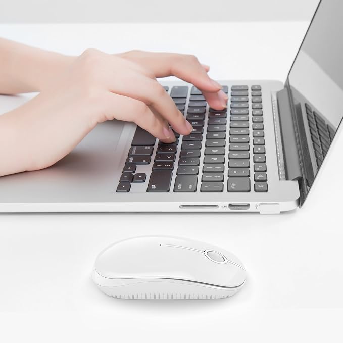 VssoPlor Wireless Mouse, 2.4G Slim Computer Laptop Mouse, Pure White | Portable Mouse, Plug & Play USB Nano Receiver, Quiet Silent Optical Mice for Notebook, PC, Laptop, Computer, Windows, Mac