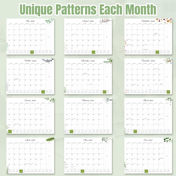 Gannyfer Desk Calendar 2026-2027 with Desktop Mat, Simplified Large 22" x 17" Desktop Pad Calendar, 18 Month Desk Calendar July 2026-Dec 2027, Office Supplies Perfect for Home School and Office - Green