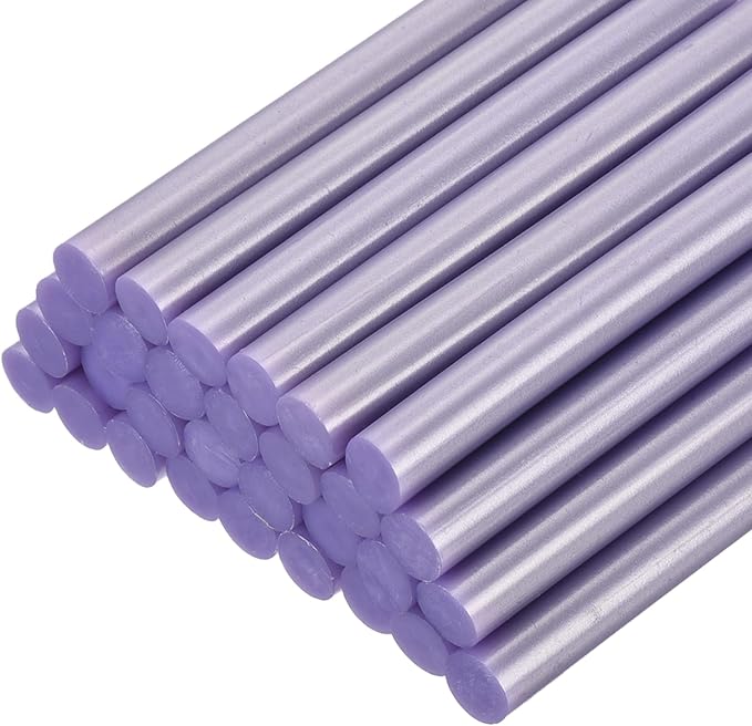 uxcell 30pcs Mini Hot Glue Gun Sticks 4-inch x 0.43-inch High Sticky Large Hot Glue Sticks for Glue Gun, Metallic Purple