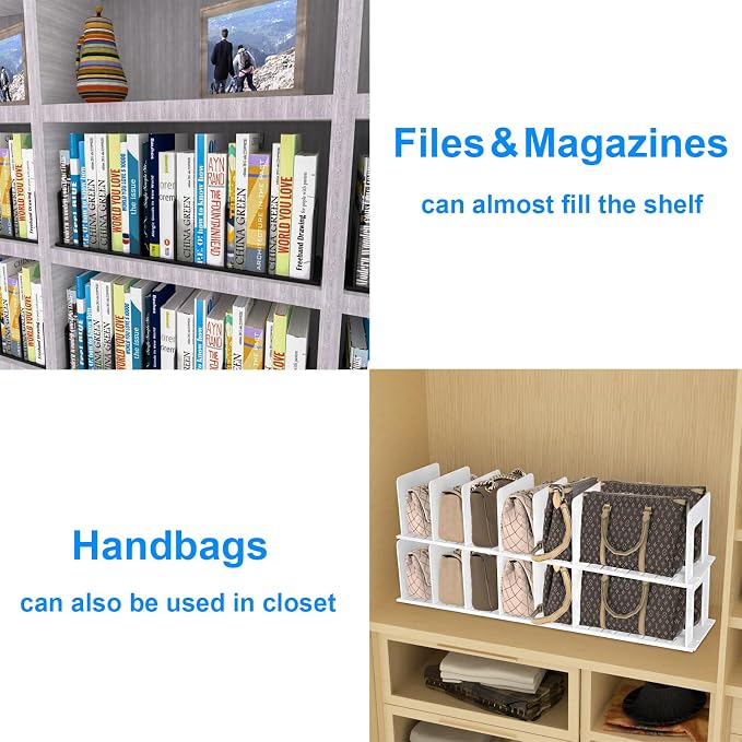 Adjustable File Sorter Accessories 6 Pieces Upright Plates, Expandable File Folder Holder Accessory, Desktop Binder Organizer, School Office File Organizer, White