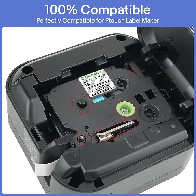 GREENCYCLE 10 Pack TZe-S141 TZ-S141 18mm 0.7" Extra Strength Label Maker Tape Compatible for Ptouch Laminated TZe-141 TZ-141 Black on Clear Label Tape for PT-1600 PT-1700 PT-170K PT-1750