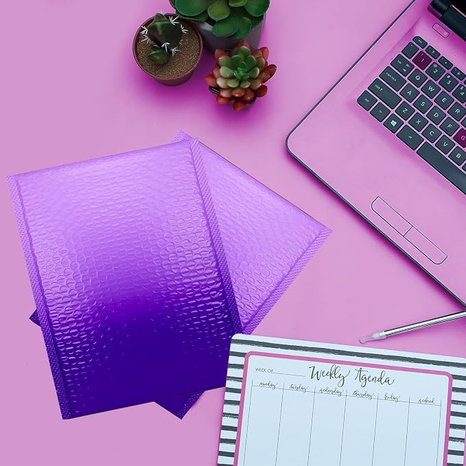8.5x11 Inch 30 Pack Purple Bubble Mailers, Waterproof Padded Envelopes, Self Seal, Strong Adhesion Bubble Envelopes, Cushioning Padded Mailers for Small Items
