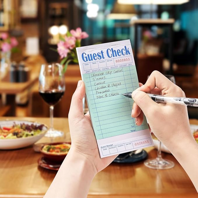 ZPARIK 20 Pack/1000 Tickets Guest Checks Books for Servers, Green | 50 Sheets Per Pack, Total 1000 Total Tickets; Durable Server Notepads for Cafes, Diners & Restaurant Staff