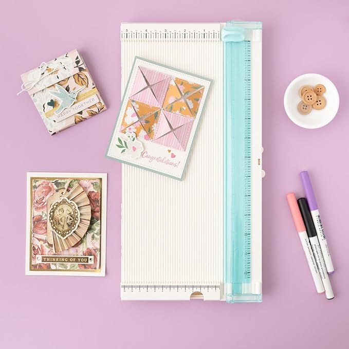 We R Memory Keepers Trim & Score Board (71337-1), 12x12 Board with Scoring Tool and Two Titanium Blades (71338-8), Great for Scrapbooking, Card Making, Paper Crafts