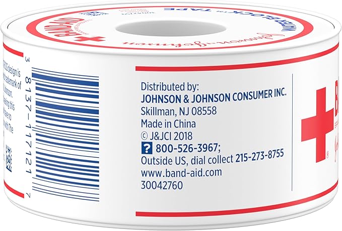 Band-Aid Brand First Aid Water Block 100% Waterproof Self-Adhesive Tape Roll for Durable Wound Care to Firmly Secure Bandages, 1 in by 10 yd
