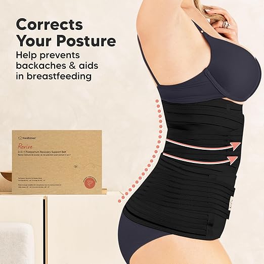 3 in 1 Postpartum Belly Support Recovery Wrap – Postpartum Belly Band, After Birth Brace, Slimming Girdles, Body Shaper Waist Shapewear, Post Surgery Pregnancy Belly Support Band (Midnight Black, XL)