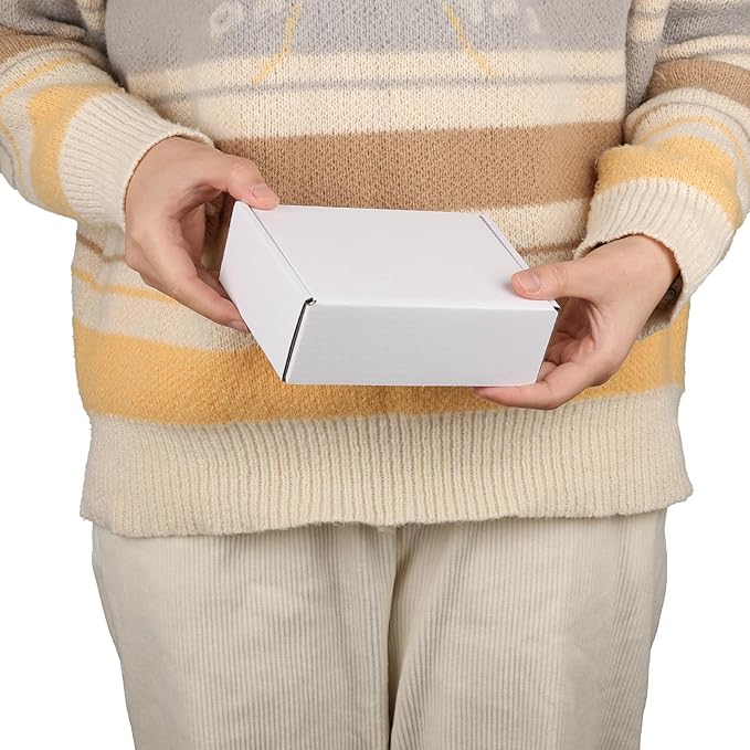 PHAREGE 50 Pack 6x4x2 inch Small Shipping Boxes, White Mailing Boxes | Tuck Top, Quick Fold, Easy Assemble, Shape Well, Single Corrugated, DIY Cardboard, Card Shipping, Small Business Packaging