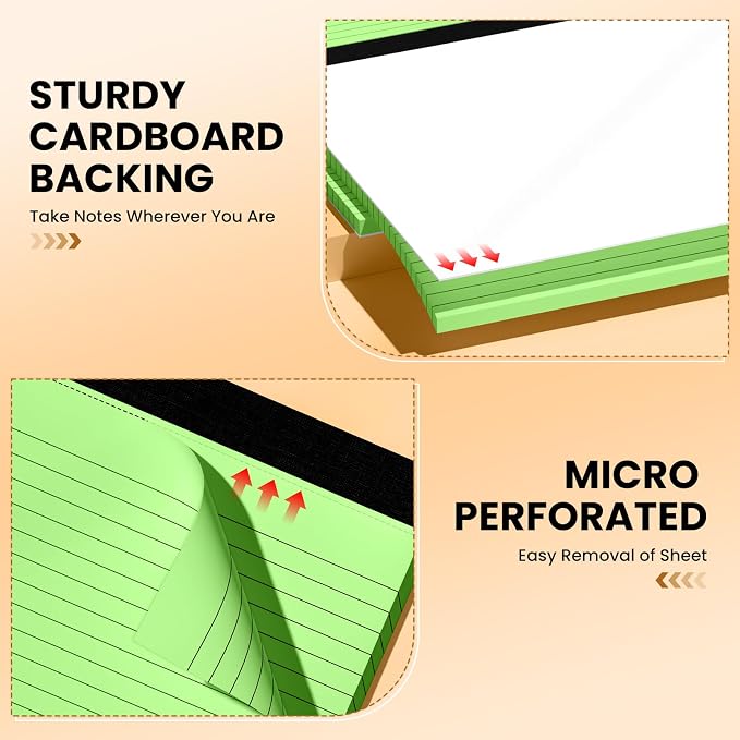 2 Pack Green 11" x 9.5" Legal Pads College Ruled Notepad Note Pads 30 Sheets Lined Paper Pads 80 GSM Legal Pad Perforated Writing Pads with Sturdy Back for School, Office, Home