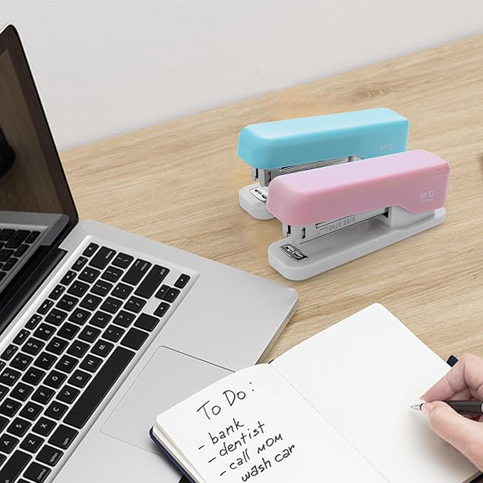 M&G Desktop Stapler, Basic Office Stapler with 1000 Staples, 20 Sheet Capacity, Portable Small Desk Staplers for School Home Office (Blue)